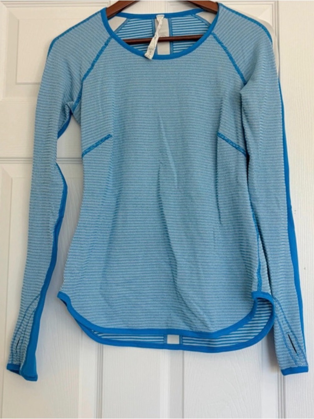 lululemon athletica Light Blue Long Sleeve Performance Top with Bright Blue Trim